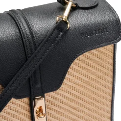 Borsa a mano in pelle e rafia Flora