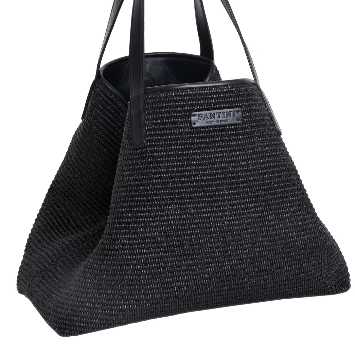 Borsa in pelle e rafia Margaret