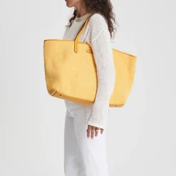 Borsa in pelle e rafia Margaret