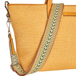 Borsa in pelle e rafia Margaret