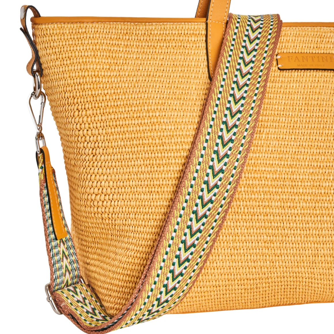 Borsa in pelle e rafia Margaret