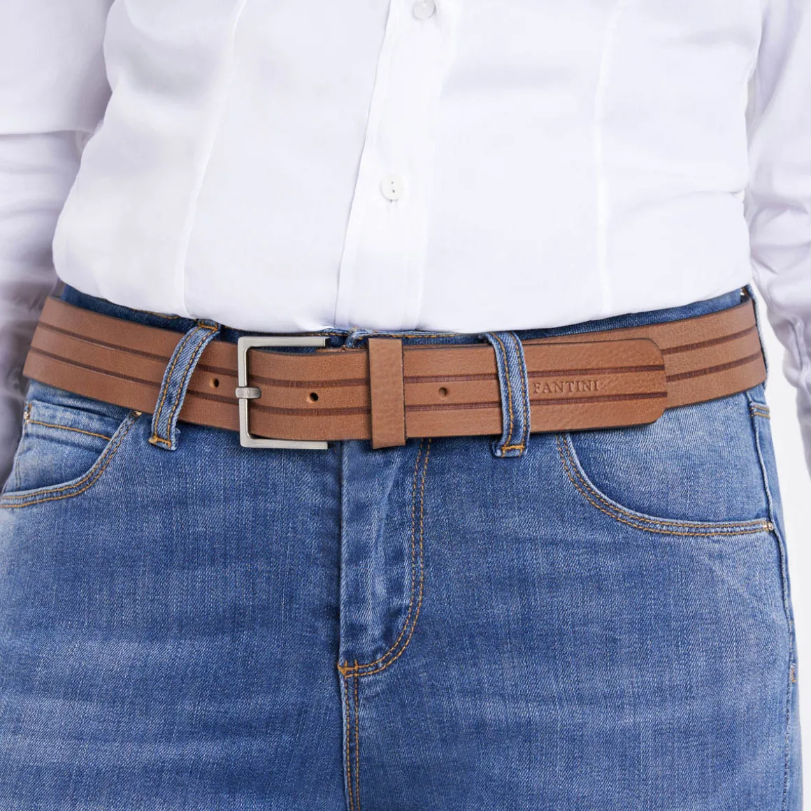 Cintura in pelle Stripes
