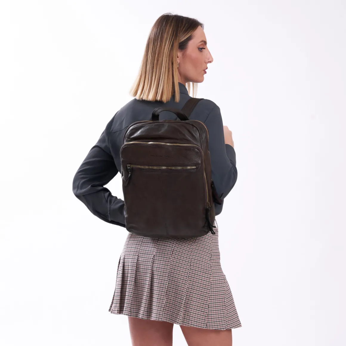 Zaino in pelle lavata grande Milano